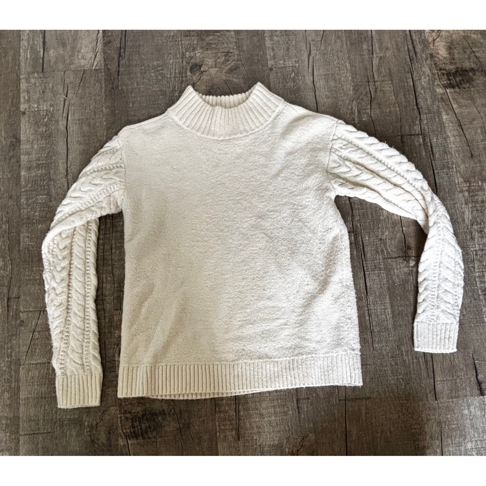 Michael Michael Kors Cream Cable Knit Sleeve Mock Neck Sweater Womens Small